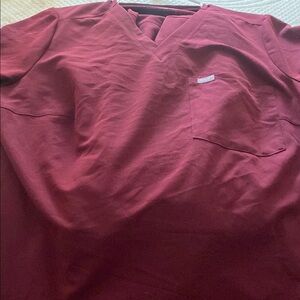 Figs Maroon V-Neck Scrub Set